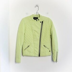 Maison Scotch & Soda Biker jacket women’s pastel lime green perforated puffer S